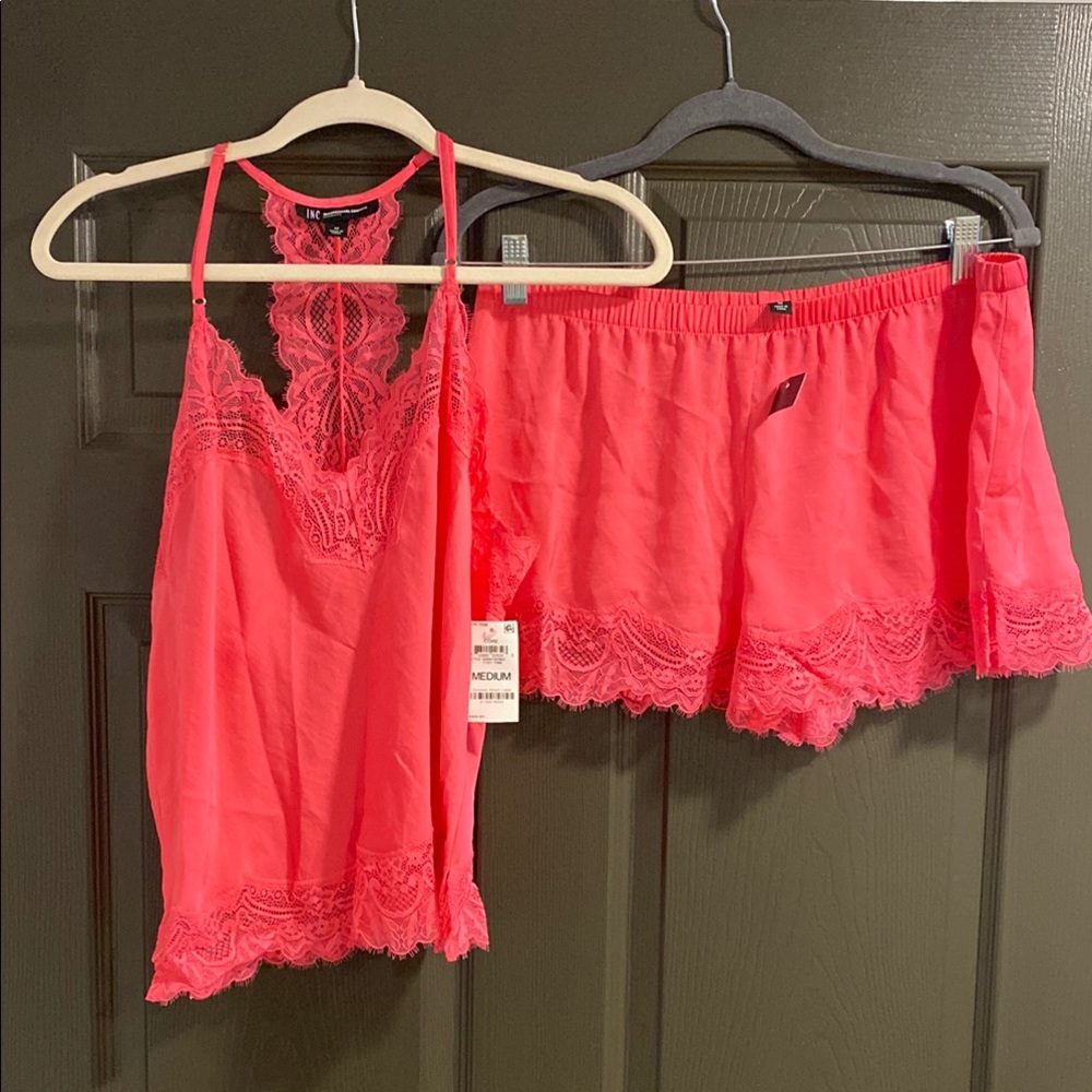 INC Women's Hot Pink Lace Sleepwear Set - Medium / NWT